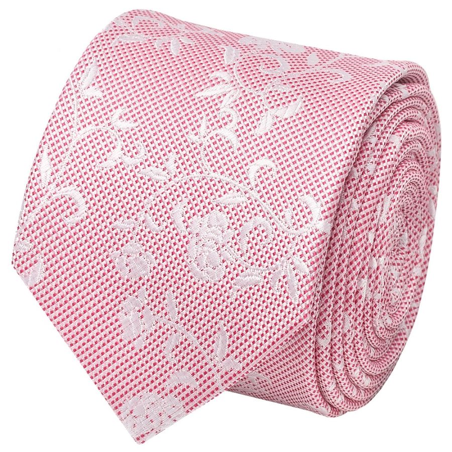 Pink Floral Skinny Boys Tie