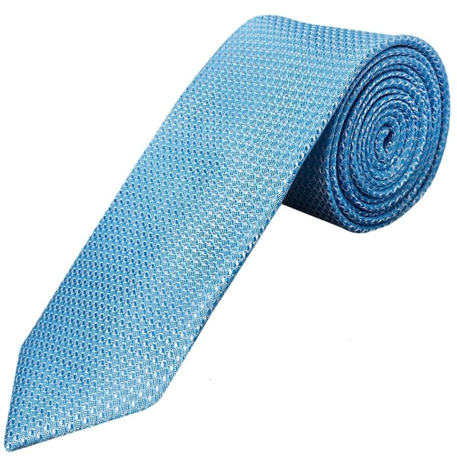 Blue Textured Classic Tie and Pocket Square Set