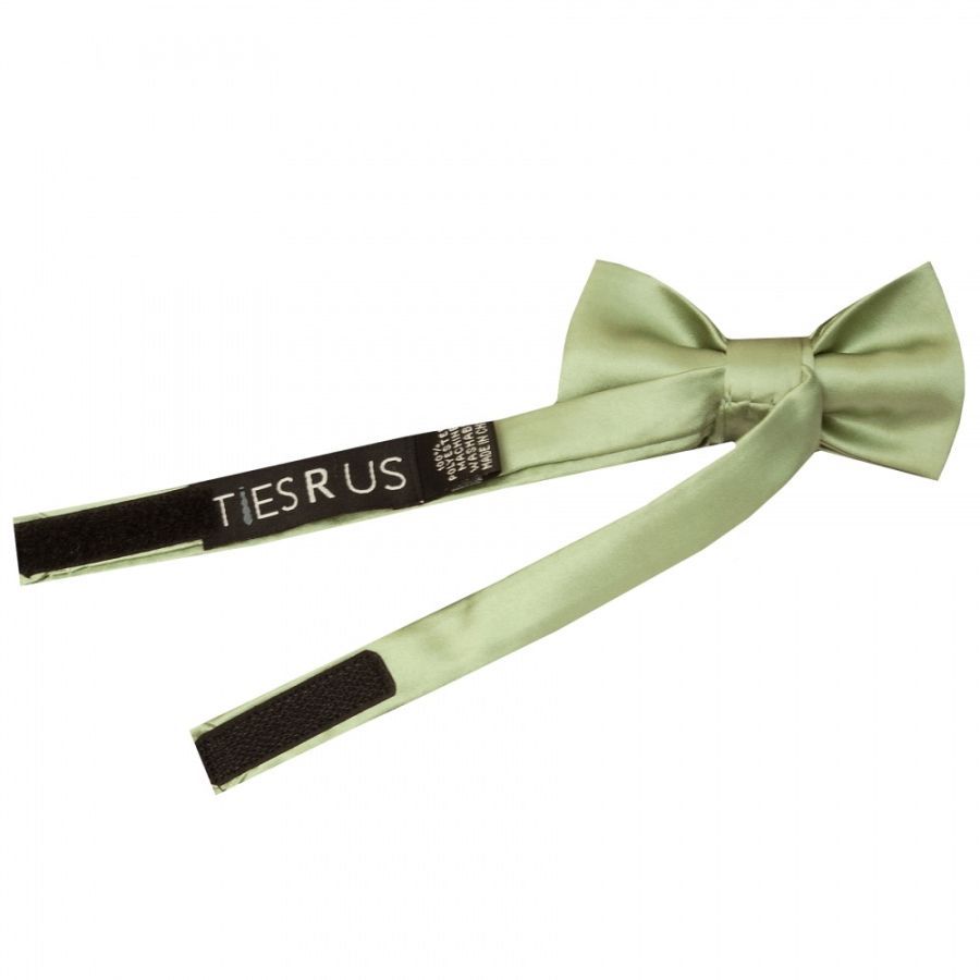 Pre Tied Sage Green Satin Boys Bow Tie Age 4-7