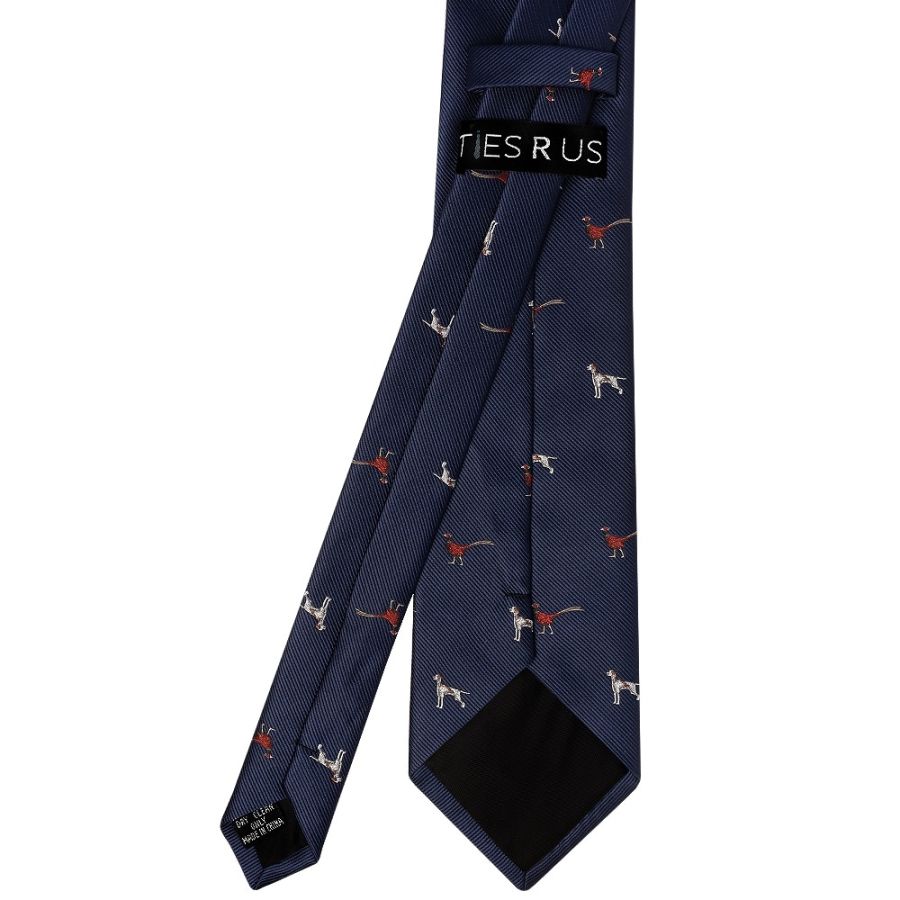 Navy Dog and Pheasant Classic Men's Tie