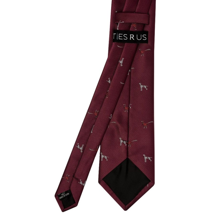 Burgundy Dog and Pheasant Classic Men's Tie