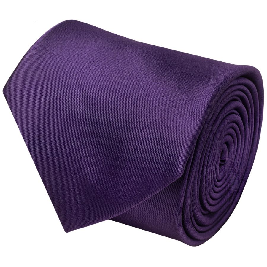 Plain Purple Satin Classic Men's Tie and Pocket Square Set