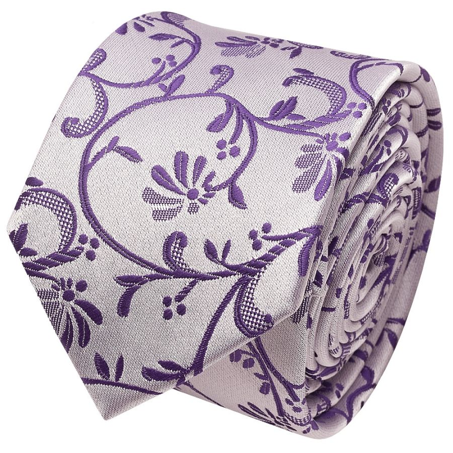 Purple Floral Skinny Men's Tie