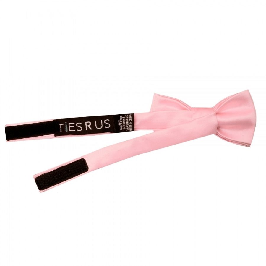 Pre Tied Blush Pink Satin Boys Bow Tie and Pocket Square Age 4-7