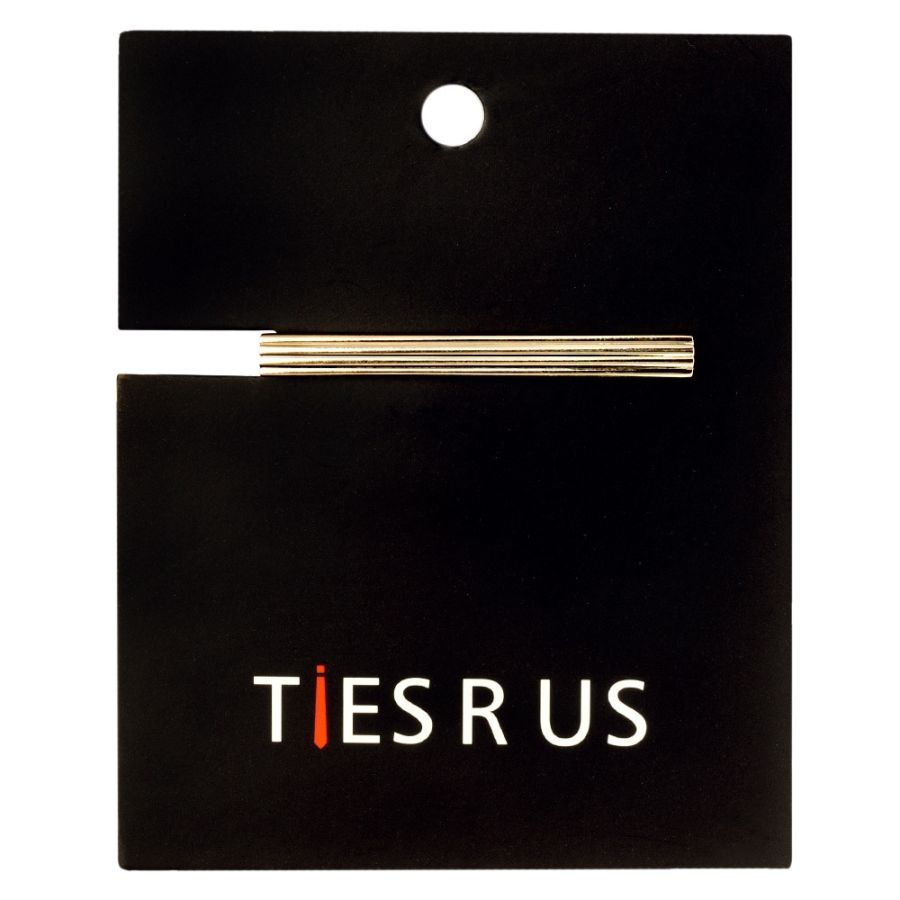 Gold Striped Metal Bar Tie Clip