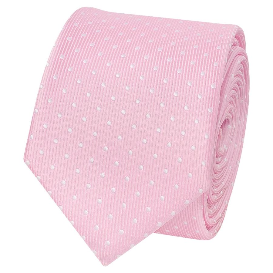 Pink and White Polka Dot Skinny Boys Tie