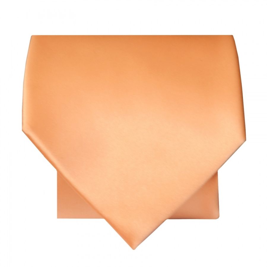 Plain Peach Satin Classic Men's Tie and Pocket Square Set