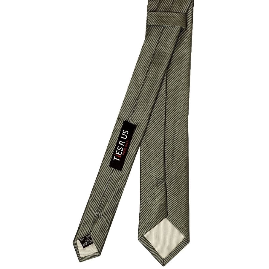 Olive Silk Twill Skinny Men's Tie and Pocket Square Set