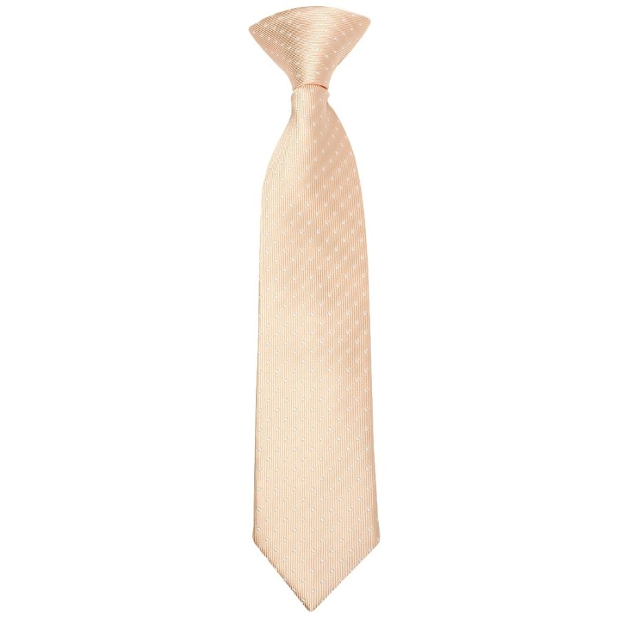 Pre Tied Peach and White Polka Dot Boys Tie Age 4-7