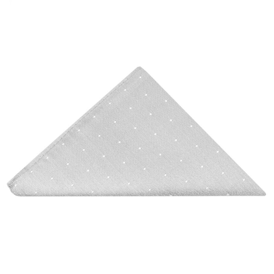 Silver with White Spot Silk Skinny Tie and Pocket Square Set