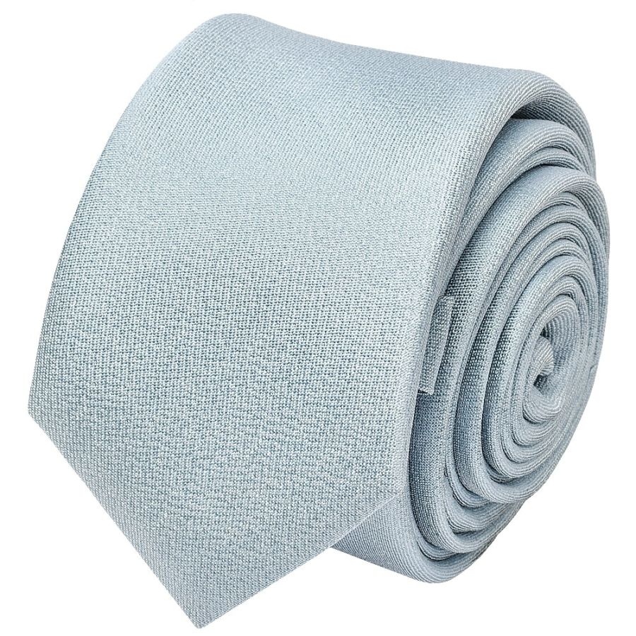 Plain Steel Blue Silk Skinny Boys Tie and Pocket Square Set