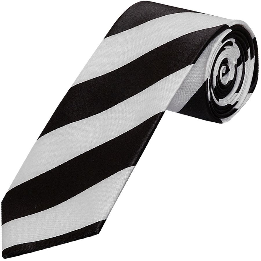Black and White Striped Handmade Classic Men's Football Tie and Pocket Square Set