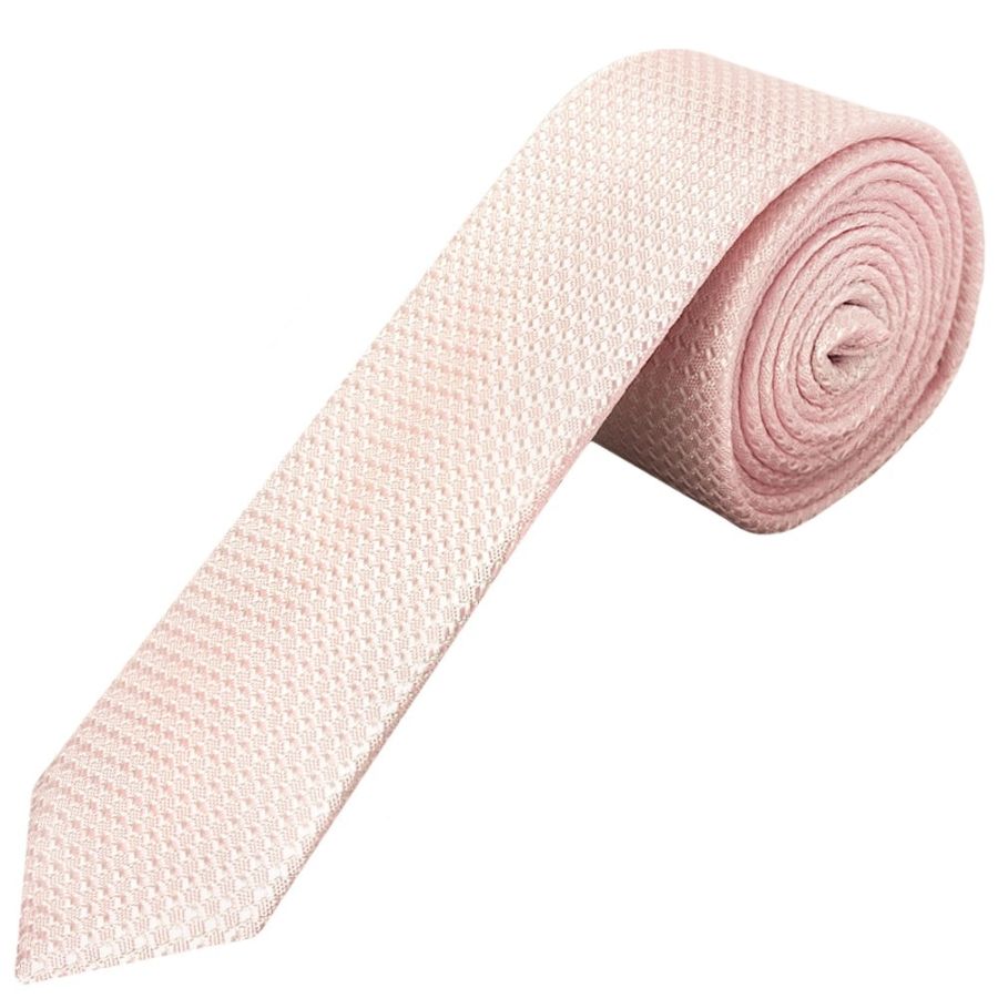 Blush Textured Skinny Tie and Pocket Square Set