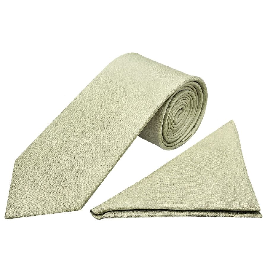 Plain Sage Green Silk Classic Men's Tie and Pocket Square Set