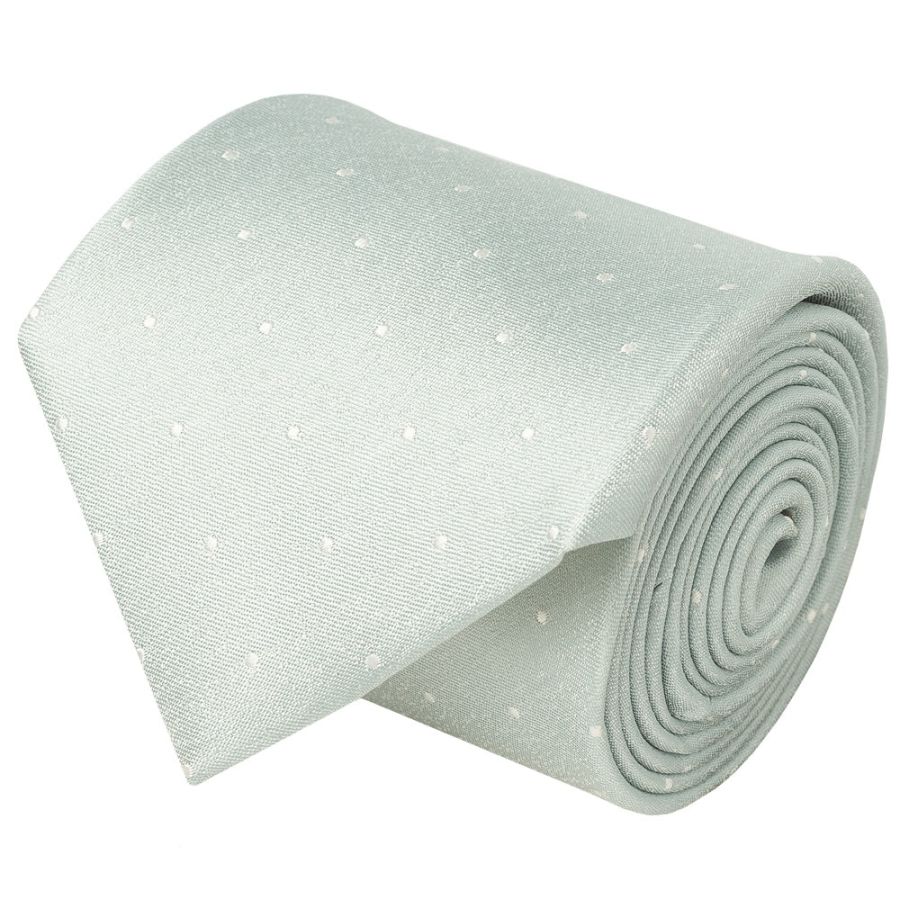 Duck Egg with White Spot Silk Classic Tie and Pocket Square