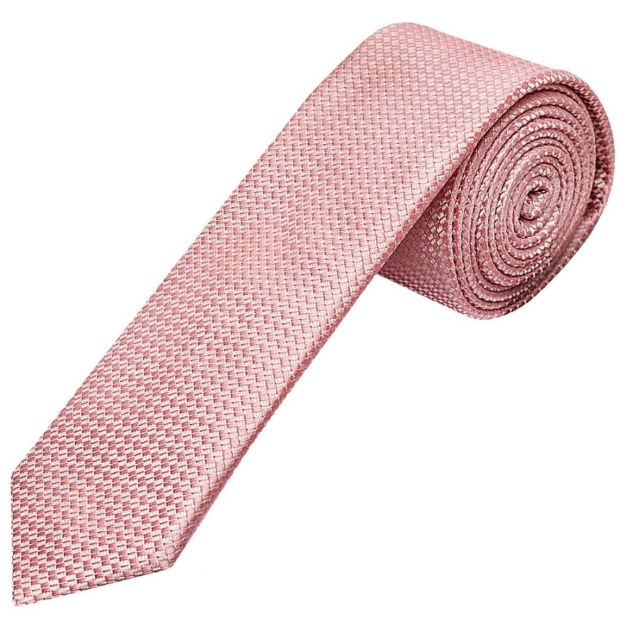 Rose Gold Textured Skinny Tie and Pocket Square Set