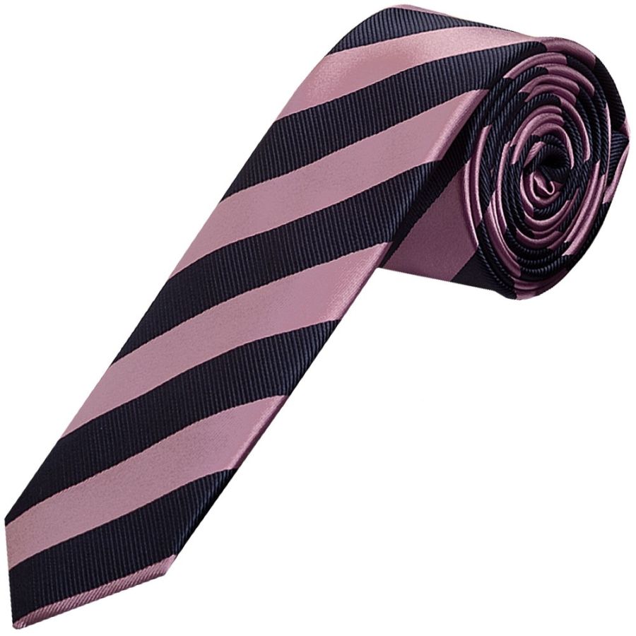 Navy and Lilac Striped Skinny Men's Tie