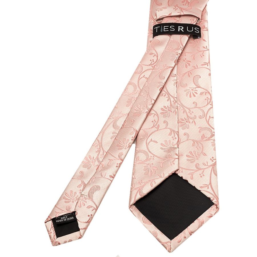 Rose Gold Floral Classic Men's Tie and Pocket Square Set