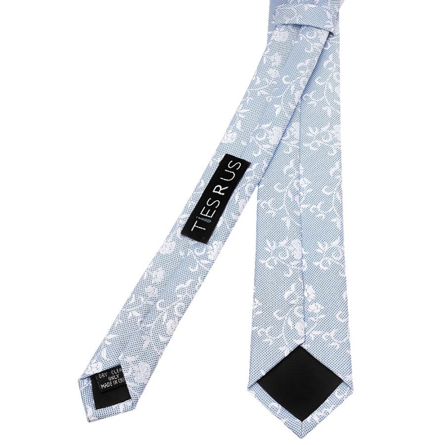 Sky Blue and White Floral Skinny Boys Tie