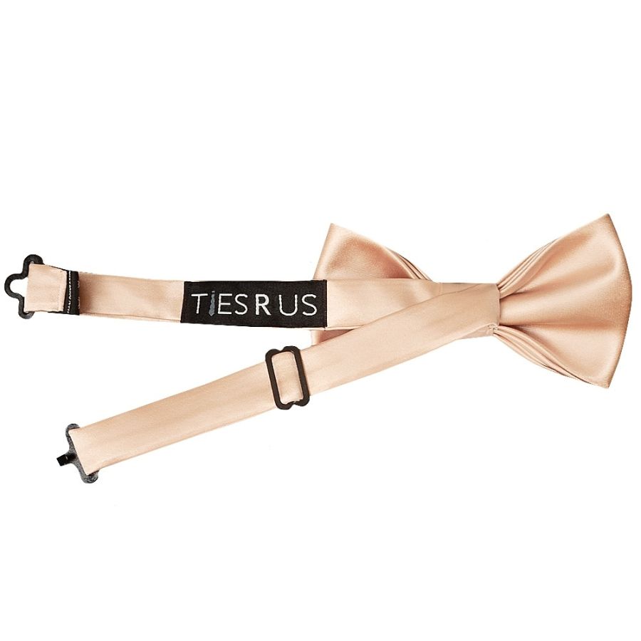Pre Tied Nude Satin Boys Bow Tie and Pocket Square Set