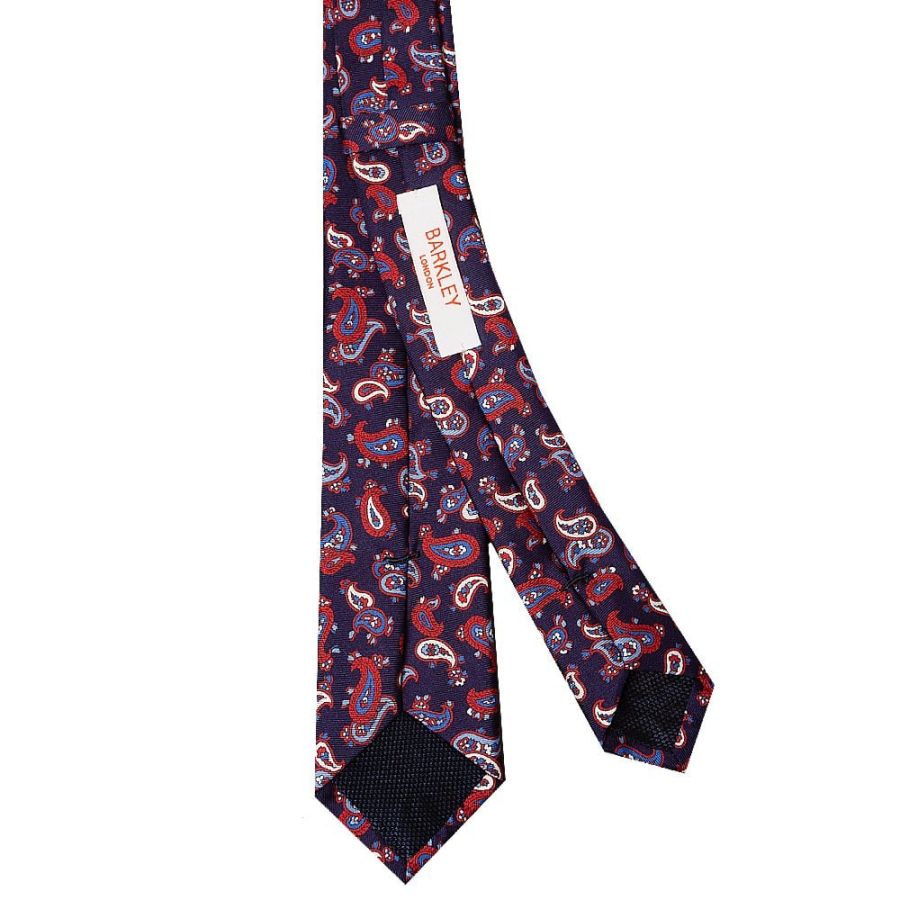 Navy with Red Mini Paisley Skinny Men's Tie