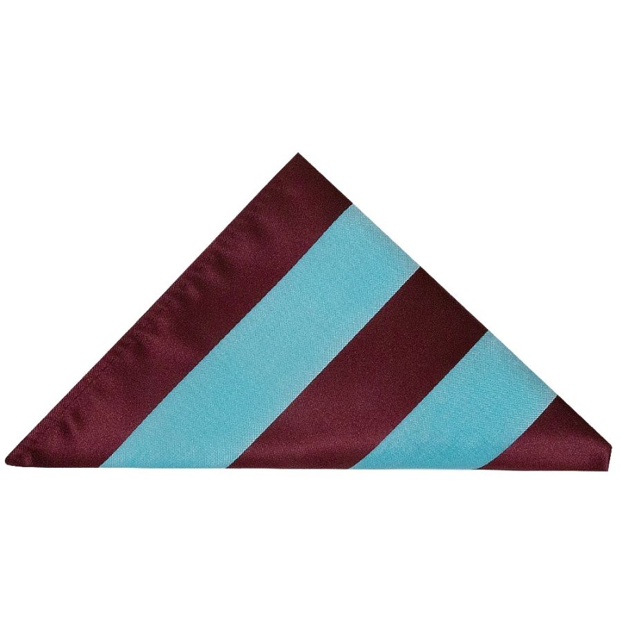 Claret and Blue Striped Skinny Boys Tie Pocket Square Set