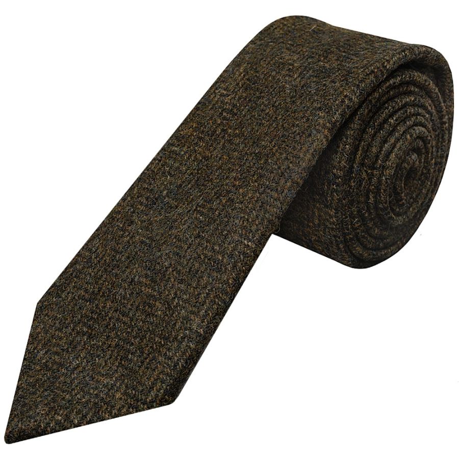 Mens Green Herringbone Classic Tie