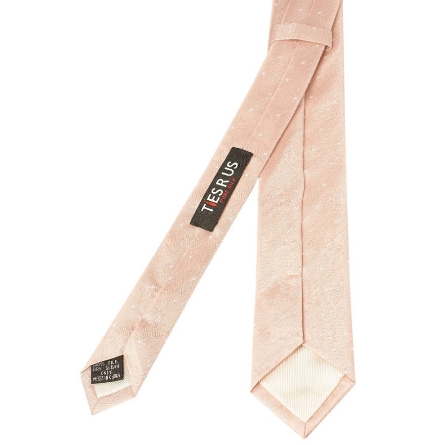 Pink with White Spot Silk Skinny Tie and Pocket Square Set