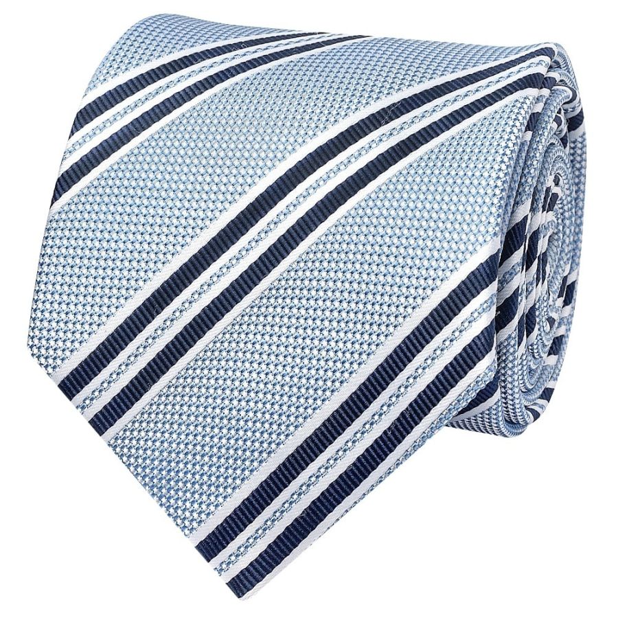 Blue Twin Stripe Classic Men's Tie and Pocket Square Set