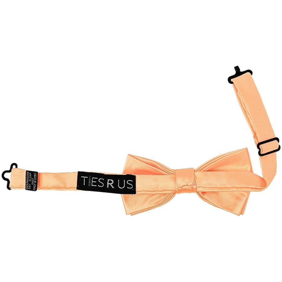 Pre Tied Peach Satin Boys Bow Tie and Pocket Square Set Age 4-7