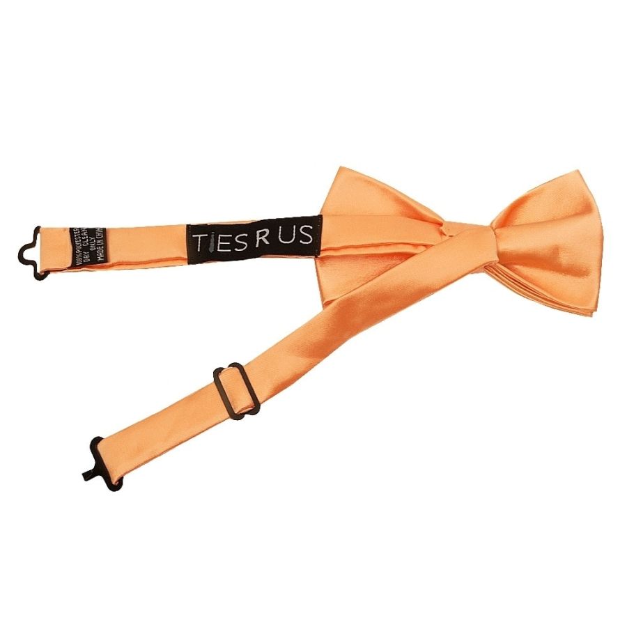 Pre Tied Peach Satin Boys Bow Tie and Pocket Square Set Age 4-7