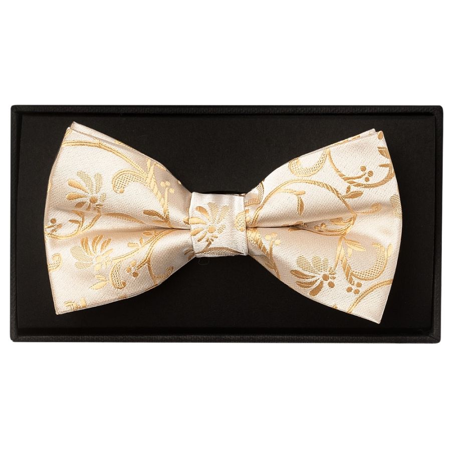 Caramel Floral Handmade Mens Bow Tie