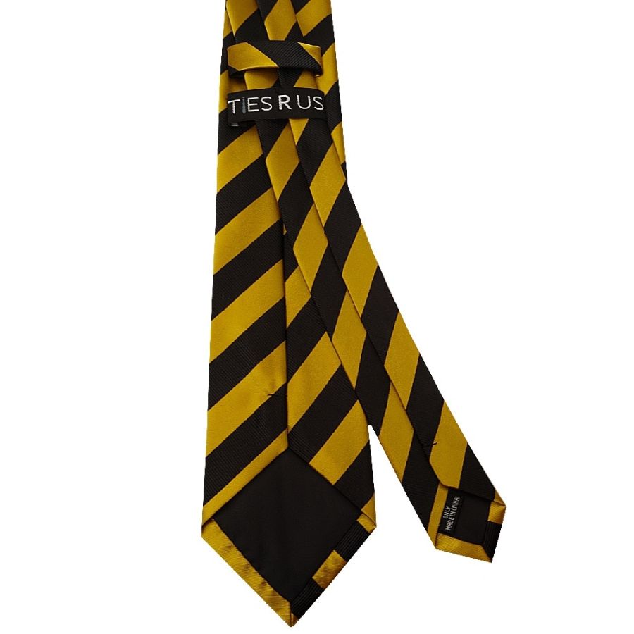 Black and Gold Striped Classic Men's Tie and Pocket Square Set