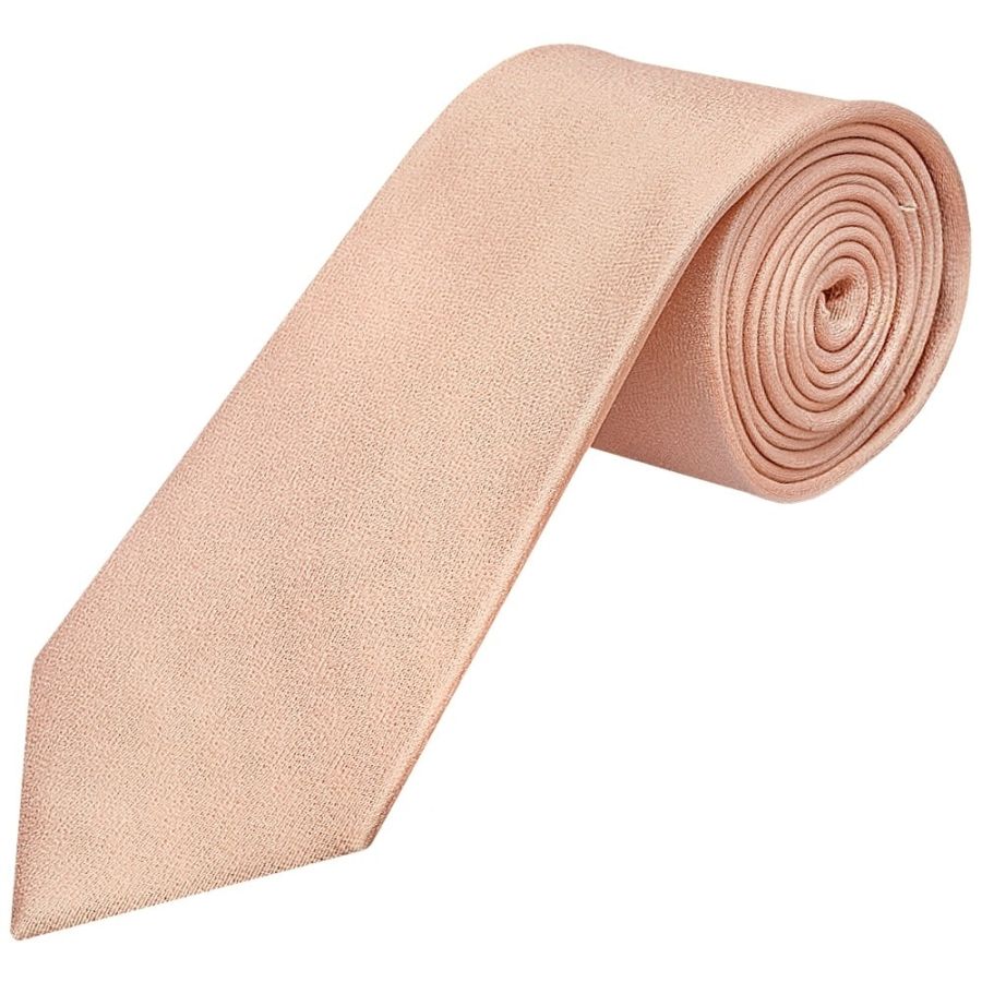 Plain Pale Peach Silk Classic Men's Tie and Pocket Square Set