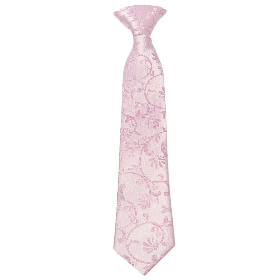 Pre Tied Light Dusty Pink Floral Boys Tie Age 4-7