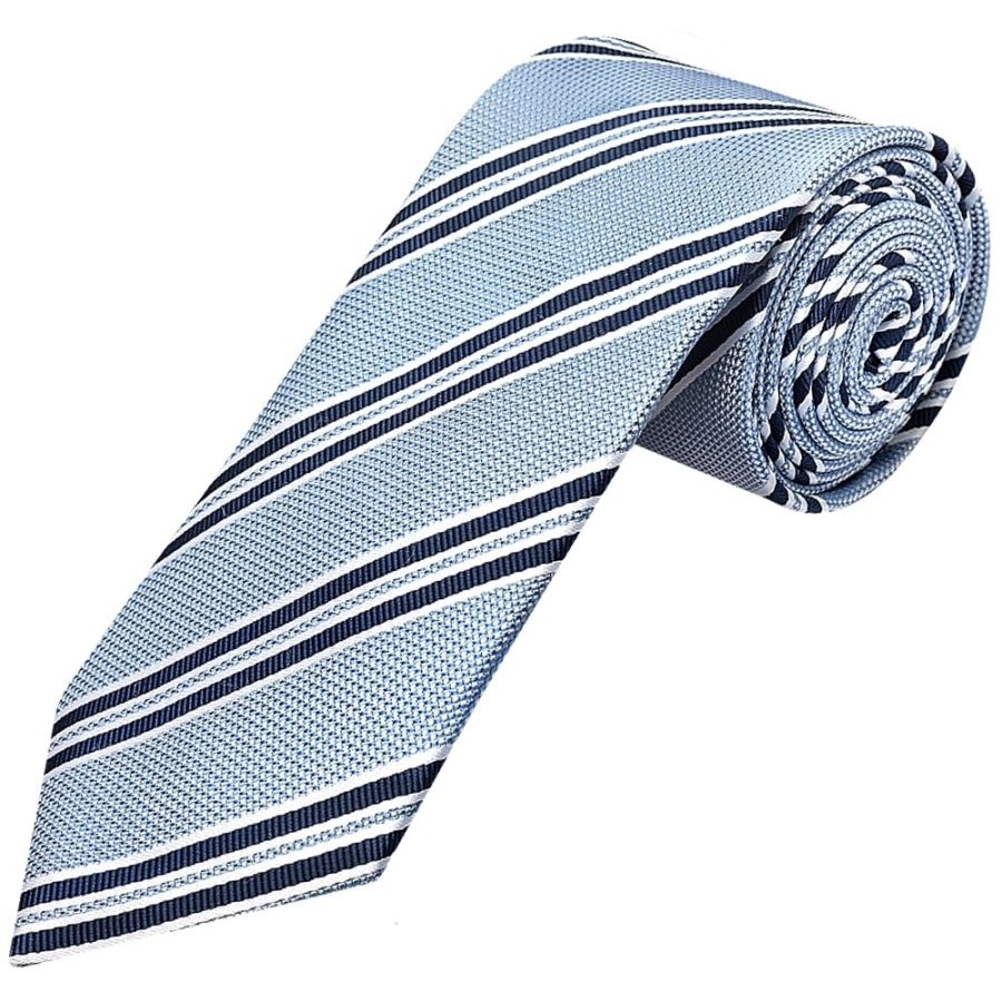 Blue Twin Stripe Classic Men's Tie and Pocket Square Set
