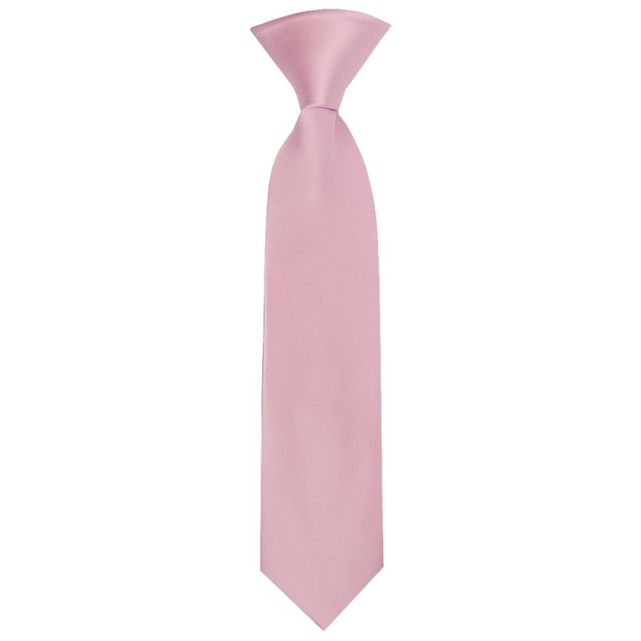 Pre Tied Light Dusty Pink Satin Boys Tie Age 4-7
