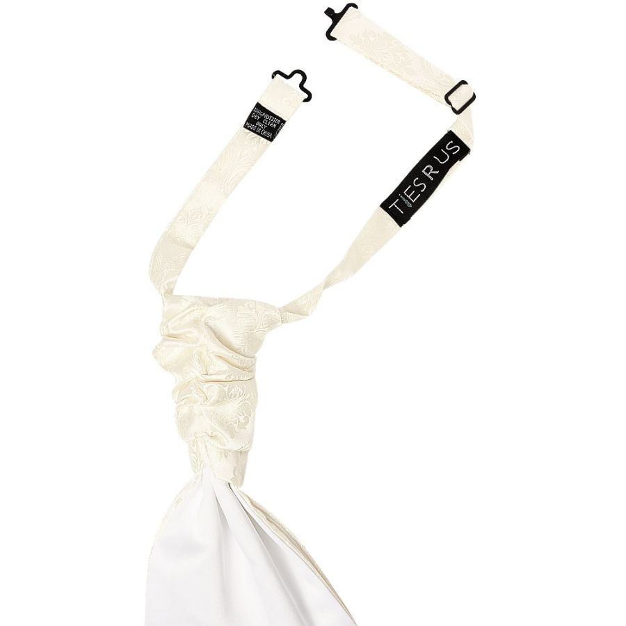 Ivory Paisley Men's Cravat Tie and Pocket Square Set