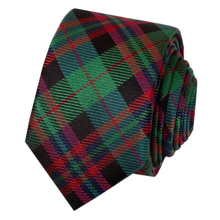Green and Red Tartan Silk Skinny Boys Tie