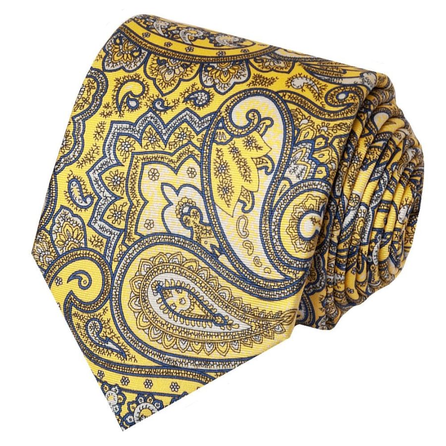 Yellow Paisley Silk Classic Men's Tie