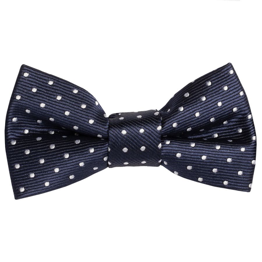 Pre Tied Navy Polka Dot Boys Bow Tie Age 18 Months -3 Years