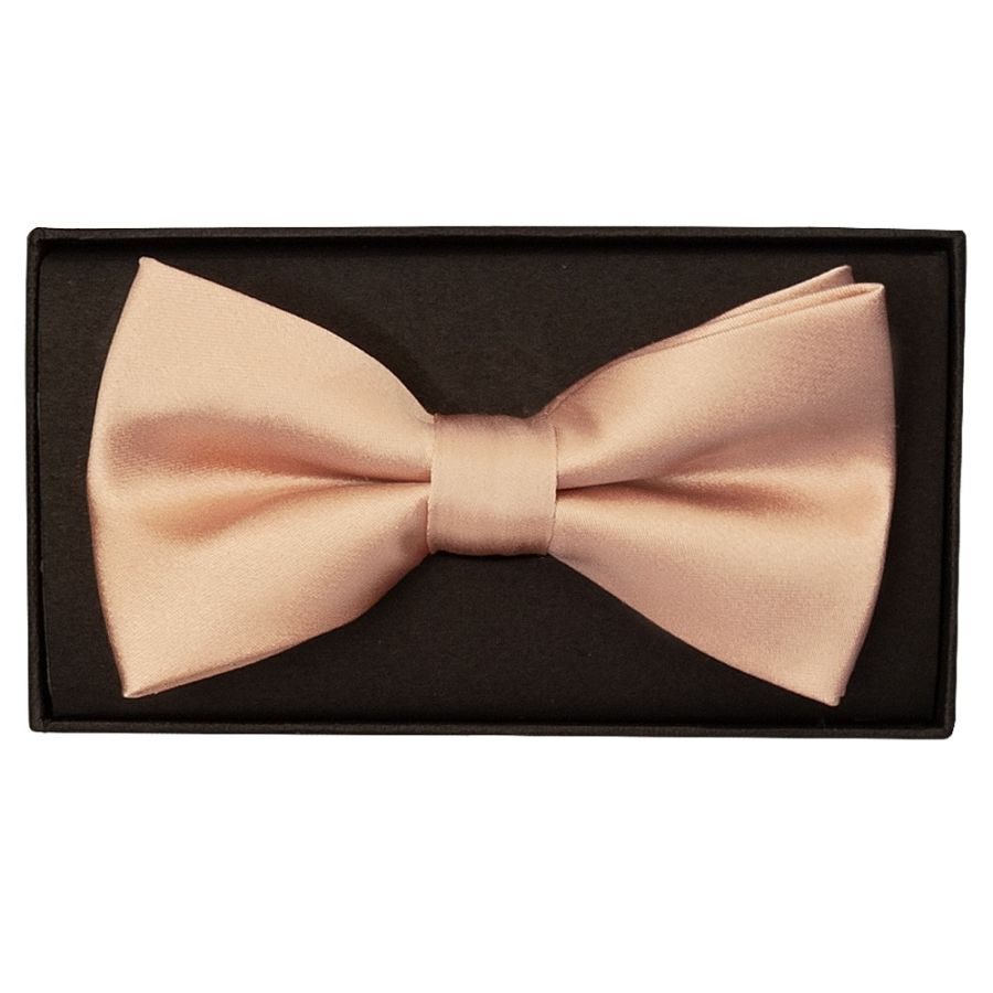 Plain Light Peach Satin Silk Mens Bow Tie