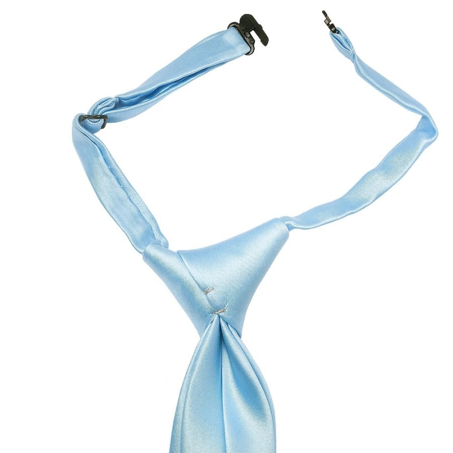 Pre Tied Sky Blue Satin Boys Tie Age 4-7