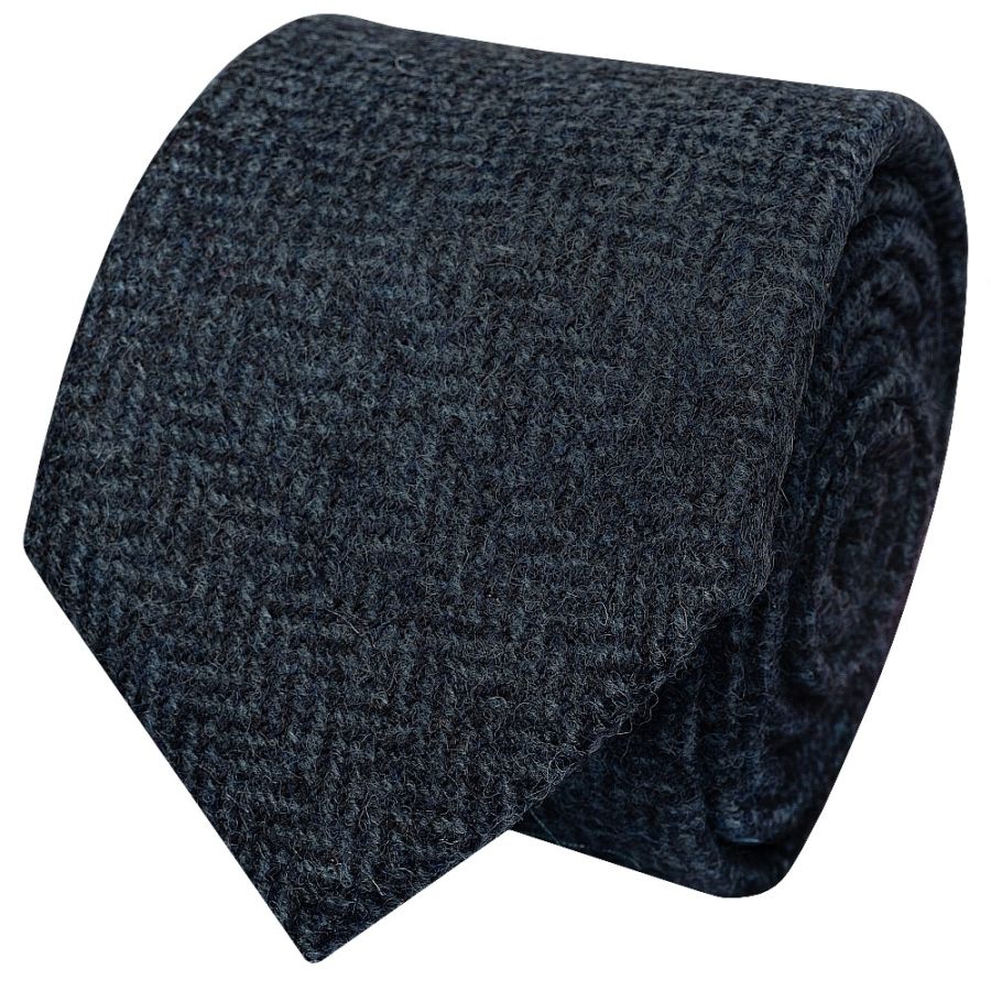 Mens Blue Herringbone Classic Tie