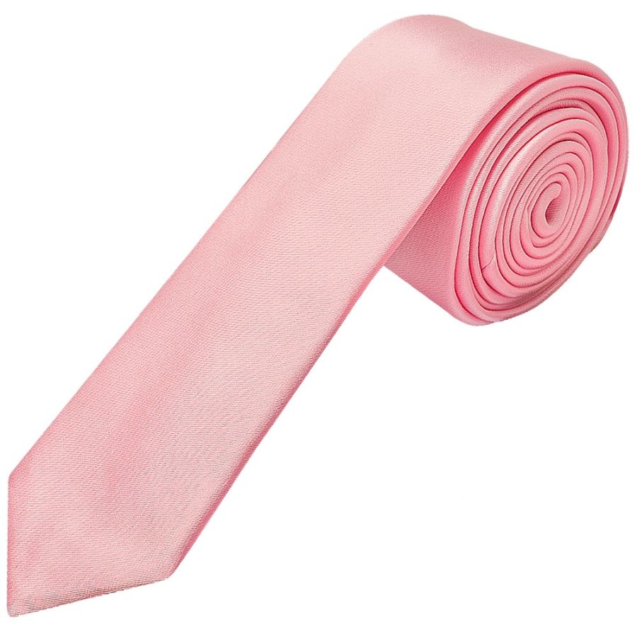 Plain Pink Satin Boys Tie and Pocket Square Set
