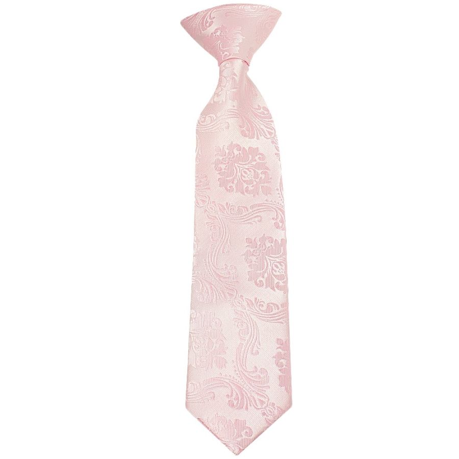Pre Tied Blush Pink Paisley Boys Tie Age 4-7