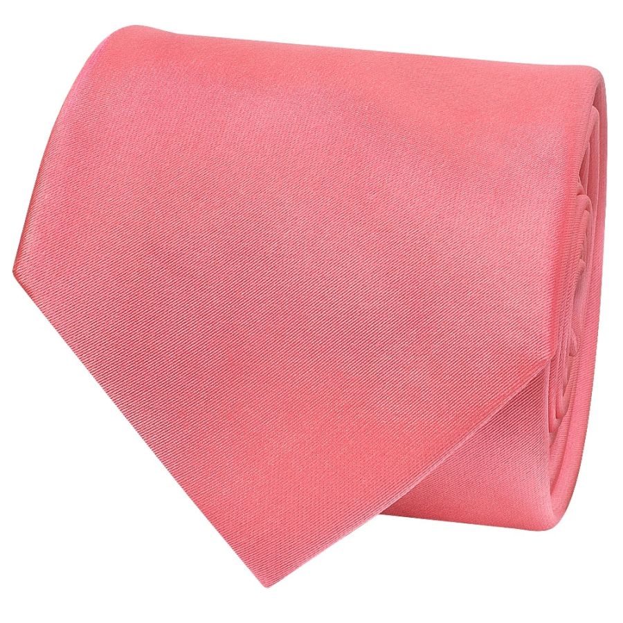 Plain Light Coral Pink Satin Classic Men's Tie