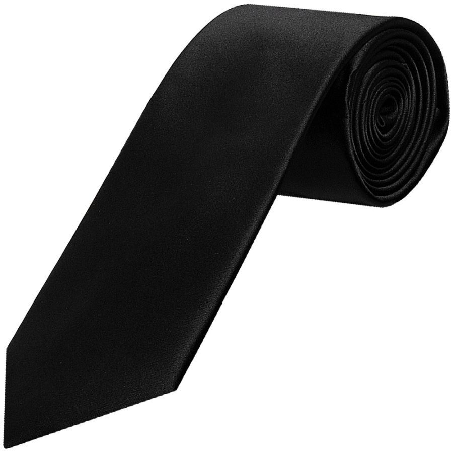 Plain Black Satin Classic Men's Tie and Pocket Square Set