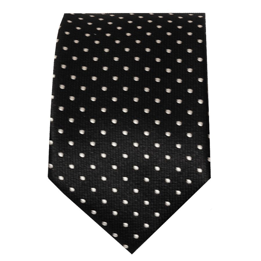 Black and White Polka Dot Skinny Men's Tie