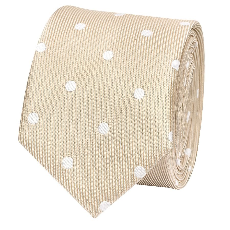 Champagne Large White Spot Skinny Men's Tie